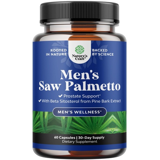 [BRSROFIDBUFQIDTH] Saw Palmetto for Men with Beta Sitosterol - Saw Palmetto Extract Prostate Support Supplement for Men's Health & Better Bladder Control Plus Restoring Hair Supplement for Hair Health for Men - 60ct