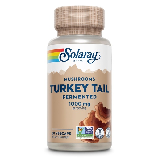 [BRSWECQZAAIQOEQZ] SOLARAY Fermented Turkey Tail Mushroom Supplement 1000mg - Overall Wellness Support - Turkey Tail Mushroom Capsules with Organic Mushrooms - Vegan, Non-GMO, Lab Verified, 60-Day Guarantee, 30 Servings