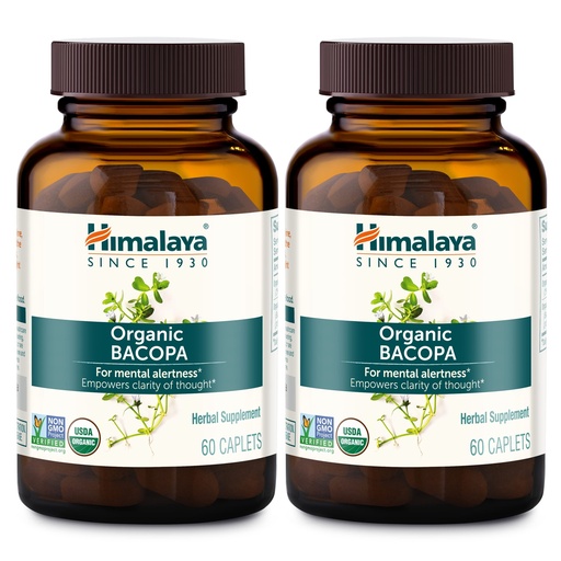 [BRSWIYYPOMNWI2QZ] Himalaya Organic Bacopa Monnieri Nootropic Herbal Supplement, Mental Alertness, Supports Calm, Memory, Cognition, USDA Organic, Non-GMO, 750 mg, 60 Plant-Based Caplets, 2 Pack, 120 Day Supply