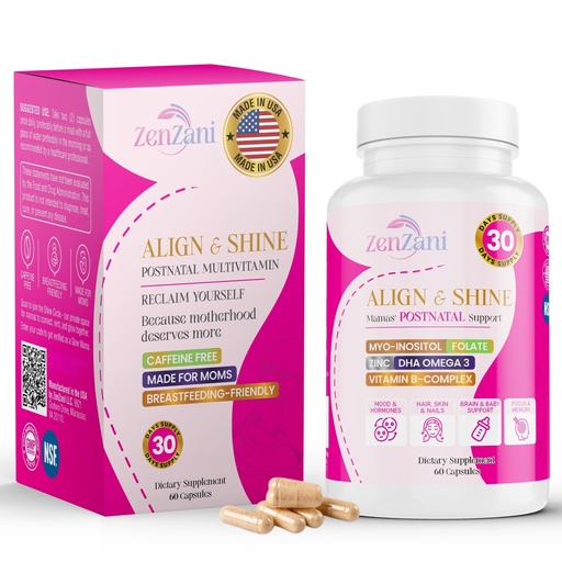 [BRSREHY3BABQOFI4] Align & Shine Postnatal Vitamins for Women - DHA, Iron, Folate, Vitamin B12 & Myo-Inositol | Postpartum Recovery - Breastfeeding Friendly - 1 Month Supply (60 Capsules)
