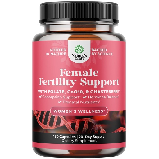 [BRSRMFIEPMFGYAI6] Female Fertility Supplement with Prenatal Multivitamins - Fertility Support with Prenatal Choline Inositol Folate Chasteberry and CoQ10 Fertility Blend for Women to Promote Conception - 180 Count