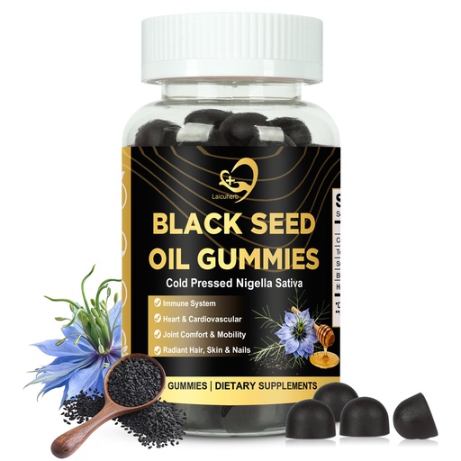 [BRSRGCQPAVYAEC3F] Black Seed Oil Gummies for Women 1000mg, 2% Thymoquinone Cold Pressed Nigella Sativa Extract – Black Cumin Seed Oil Supplement, Omega 3 6 9 for Daily Wellness, Hair & Skin Support – 60 Gummies