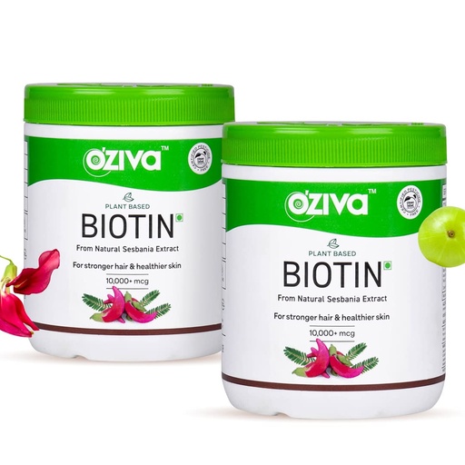 [BRSW2ZACBAHRUDY3] OZiva Plant Based Biotin Powder 10000Mcg+ With Amla For Men & Women, Better Hair Growth, Hairfall Control & Healthier Skin, Certified Clean & Vegan, 125 Gm