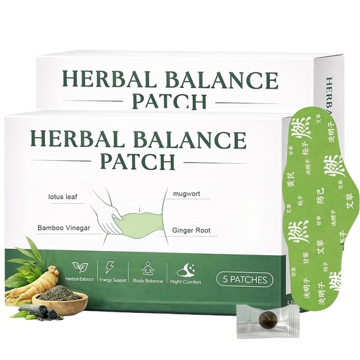 [BRSRGCYTPIGQIALF] Herbal Balance Patches, Natural Plant Formula with Mugwort, Ginger, Angelica, Astragalus and Lotus Leaf, Gentle Navel & Waist Abdomen Body Care Patches, Comfortable Adhesive Design (2 Boxes 10 Pcs)