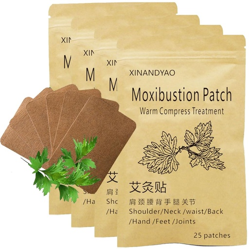 [BRSREFT6BACWGCDL] 100 Patches Moxibustion Herbal Warming Patch – Mugwort Self-Heating Pads, Comfort for Back, Neck, Shoulder, Knee & Joints, Traditional Chinese Inspired (12 * 8cm)