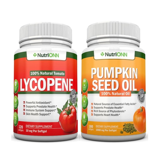 [BRSWYHAKA57BA23X] NutriONN Pumpkin Seed Oil Softgels Lycopene Capsules Combo - Targeted Support for Prostate & Urinary Health