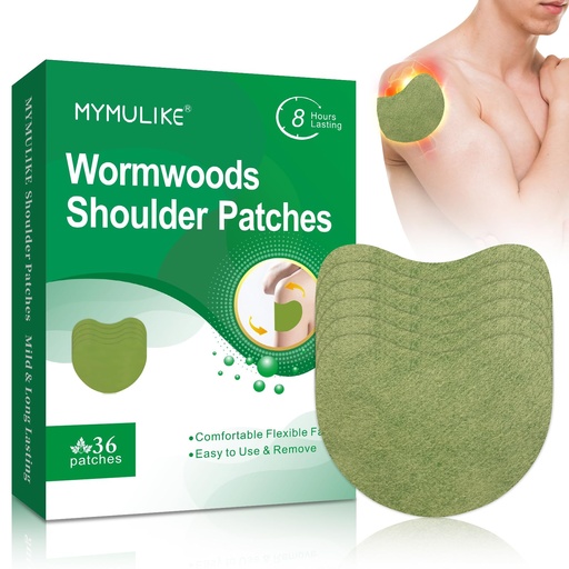 [BRSREHD6BAIQ4YLO] MYMULIKE 36 Count Shoulder Patches, Maximum Strength Warming Herbal Plaster, Wormwood Extract Sticker 8 Hours Lasting Reduction Joint Discomfort for Shoulder, Knee, Back, Neck