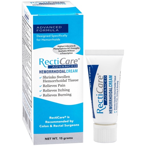 [BRSRMGAKAQIAEHIZ] RectiCare Advanced Hemorrhoidal Cream: Advanced Treatment to Shrink & Soothe Hemorrhoids - Itch & Burn Relief - 15g Hemorrhoidal Cream with Lidocaine