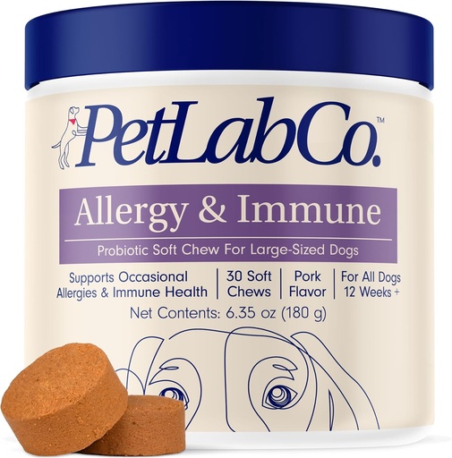 [BRSRMHQTCF7BYYLU] PetLab Co. Allergy & Immune Daily Probiotics for Dogs. Supports Yeast Production, Seasonal Allergies, Intermittent Itchiness, Gut & Digestive Health for Large Dogs - 30 Chews - Packaging May Vary