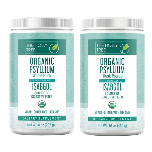 [BRSREGDYCQGRG2T4] Organic Psyllium Husk Powder 16 oz & Whole Husk 8 oz Combo - Vegan Fiber Supplement - Digestive & Gut Health Support - Gluten-Free, USDA Organic - Natural Cleanse & Detox Bundle