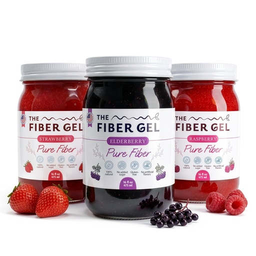 [BRSRGCADCMIRAALB] Berry Trio High Dietary Fiber Prebiotic Gel Formula — 100% Natural & Clean Label Plant-Based Psyllium Husk & Inulin Complex No Added Sugar — Elderberry, Raspberry, and Strawberry
