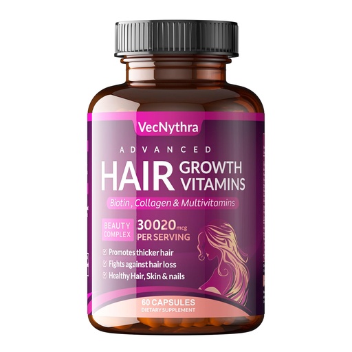 [BRSRGCTYAAIRQEYZ] Biotin Hair Growth Capsules for Women & Men, 10,000mcg Biotin with Collagen, Saw Palmetto, MSM & Zinc, Hair, Skin & Nails Support, Daily Nutritional Capsules (60 Count)