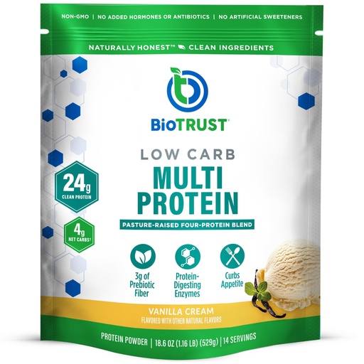[BRSWYZYYBZ4AOEQV] BioTrust Low Carb Protein Powder - Natural and Delicious Whey & Casein Blend from Grass-Fed Hormone Free Cows - Non GMO, Soy Free, Gluten Free, Hormone Free (Vanilla)