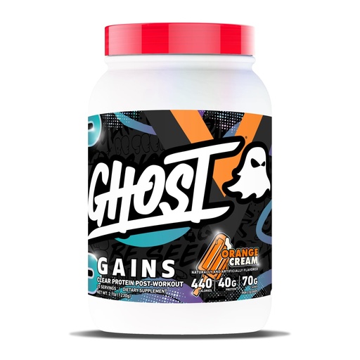 [BRSRGYIQBAMBMAYY] GHOST Clear Gains Mass Gainer Protein Powder - Post-Workout Weight Gainer Mix - 40g of Whey Protein Isolate, 440 Calories & 70g Vitargo Carbs - Lean Muscle Building & Recovery - Orange Cream