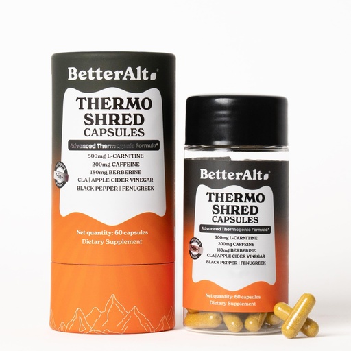 [BRSRGBDYO4IQOFD2] Better Alt Thermo Shred Capsules | L-Carnitine 500mg, Caffeine 200mg |Berberine, CLA, ACV| Thermogenic Metabolism Support & Appetite Management| Energy & Fat Metabolism Formula | 60 Capsules