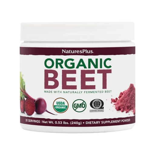 [BRSRAFIEBMHR6HQ3] NaturesPlus Organic Beet Powder - 0.53 lbs - Naturally Fermented Beet - USDA Certified Organic, Vegan, Non-GMO - 30 Servings