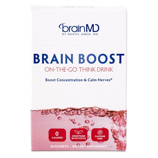[BRSWIHIPCQHQE2A7] BRAINMD Dr Amen Brain Boost On The Go - 10 Packets, Berry Flavor - Nootropic Drink Powder, Promotes Focus, Clarity & Mental Energy - Caffeine Free, Gluten Free - 10 Servings