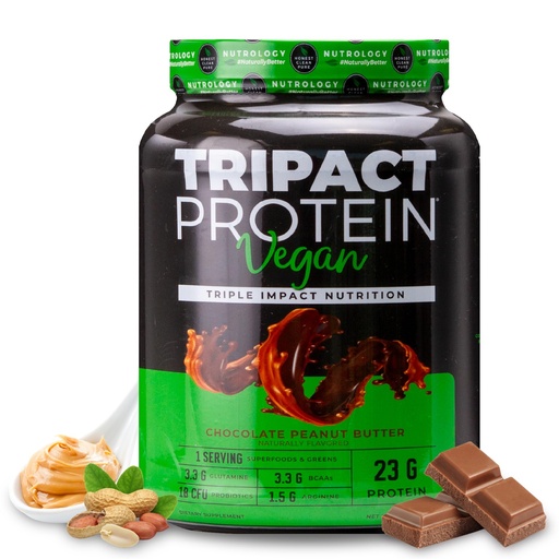 [BRSWY2QBBEMQICL4] Nutrology TRIPACT Vegan Protein Powder - Organic Pea, Rice & Pumpkin Protein, BCAAs & Glutamine Plant-Based Meal Replacement Shakes for Muscle Recovery & Immunity, Chocolate Peanut Butter, 20 Servings