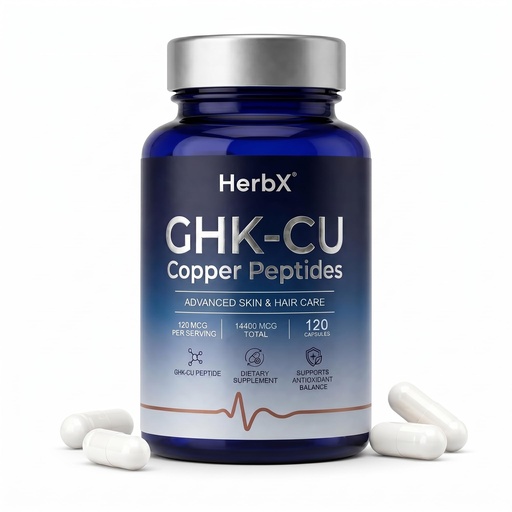 [BRSRGFA2CRYBOCDH] GHK-Cu Copper Peptide Supplement | Systemic Support for Collagen, Skin Elasticity, Hair Thickness & Tissue Repair | (Zinc-Free for Custom Stacking) - 120 Capsules