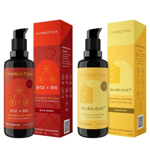 [BRSRMCYKO56GEEIY] CYMBIOTIKA Synergy Vitamin B12 & D3 + K2 + CoQ10, Liposomal Delivery for Enhanced Absorption, Energy Booster, Supports Mood & Cell Production, Immunity Support, and Heart Health