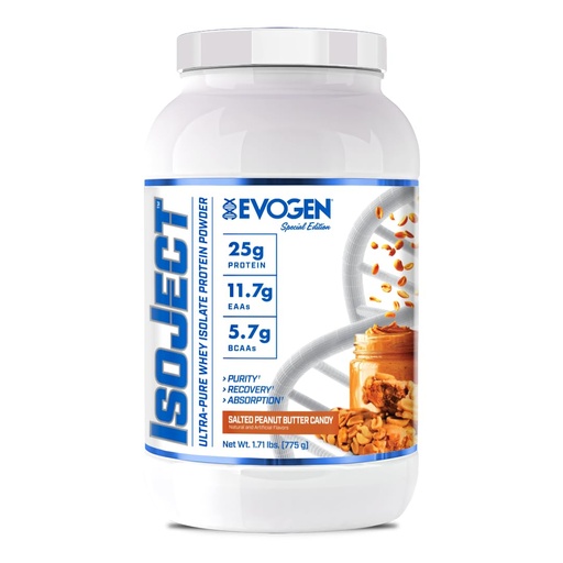 [BRSRAHD2CEGRQE3F] Evogen Isoject - Whey Protein Isolate | Ultra-Pure Whey Protein Powder with Ignitor Enzymes, BCAAs, and EAAs | Enhanced Absorption & Recovery | Salted Peanut Butter Candy | 25 Servings
