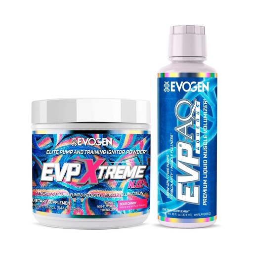 [BRSRGYD7C4FBYDIY] Evogen EVP Xtreme NO + EVP AQ Bundle – Pre Workout Stack for Men & Women | Energy, Pump, Vascularity & Hydration | Sugar Free | Sour Candy & Unflavored