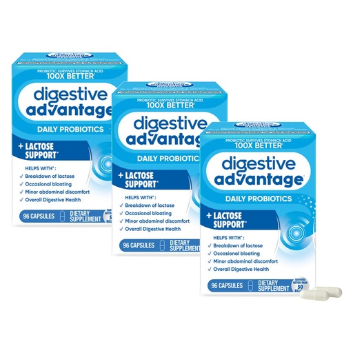 [BRSRMCTYOQORUEI7] Digestive Advantage Lactose Defense Enzymes + Probiotics for Women & Men Occasional Bloating, Lactose Breakdown, Minor Abdominal Discomfort, Immune Support, 96 Count Capsules (3 Pack)
