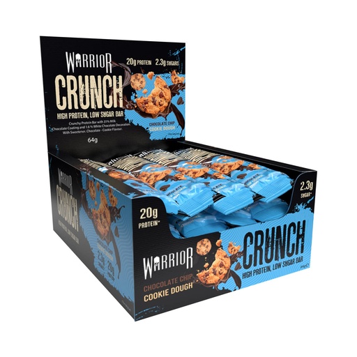 [BRSW2ZI5CIJR43D3] Warrior Crunch High Protein Bars | 20g Protein, Low Carb, Low Sugar, Keto Friendly | Delicious, Chewy, Crispy On The Go Snack | Box of 12 Bars (12 Count (Pack of 1), Chocolate Chip Cookie Dough)