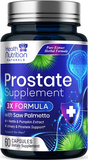[BRSRABILAEHBYGQU] Prostate Health Supplements for Men - 3X Strength with Saw Palmetto Blend Stinging Nettle Root & Pumpkin Seed Support Complex - Supports Bathroom Trips Prostate & Urinary Health - 60 Capsules