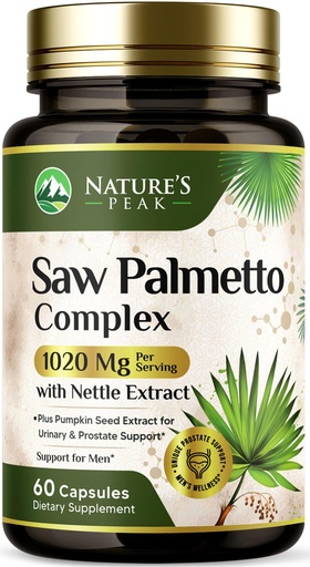 [BRSRABT6CIAQGFY4] Saw Palmetto Prostate Health Supplements for Men 1000mg - 3X Strength with Pumpkin Seed, DHT Blocker Urinary Health and Prostate Support for Mens Health, Vegan, Non-GMO, Bottled in USA - 60 Capsules