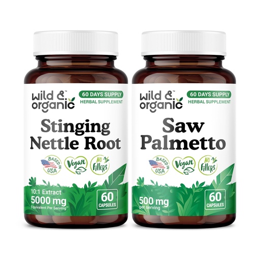 [BRSRGHAFPICQICAV] Wild & Organic Stinging Nettle Root 60 Capsules & Saw Palmetto 60 Capsules