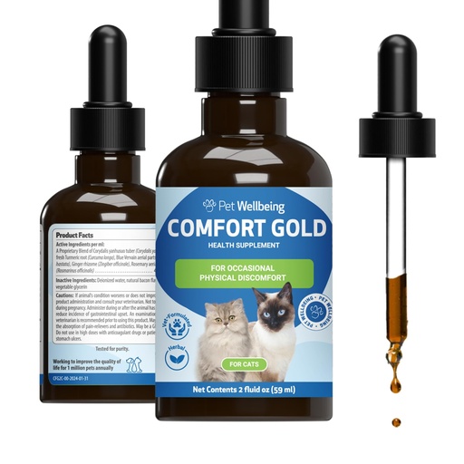 [BRSWKHY3PINBEGQZ] Pet Wellbeing Comfort Gold for Cats - Supports Feline Physical Comfort, Healthy Circulation, Corydalis, Turmeric - Veterinarian-Formulated Herbal Supplement 2 oz (59 ml)