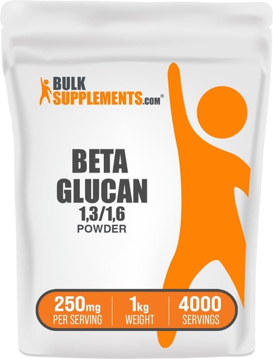 [BRSWKEAECYJRGDTE] BulkSupplements.com Beta Glucan Powder - 1,3/1,6, Beta Glucan Supplements - Vegan & Gluten Free Supplement, 250mg per Serving, 1kg (2.2 lbs) (Pack of 1)