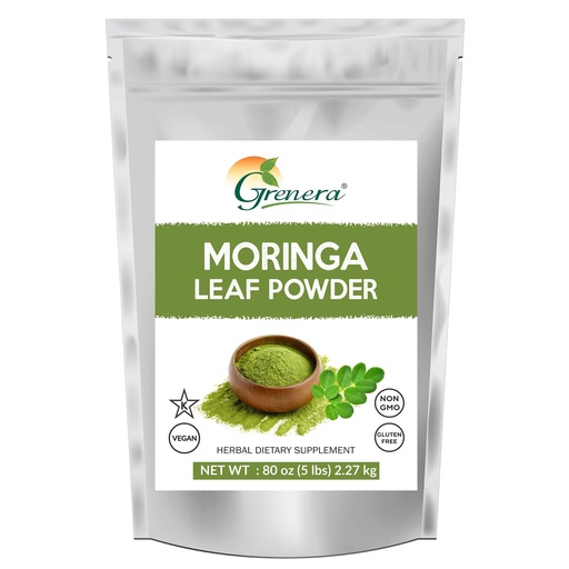 [BRSRECQ6CBYR4GQ6] Grenera Moringa Leaf Powder – 5 lbs Bulk Pack – Pure & Premium Quality – Finely Ground Moringa oleifera Leaves from India – Non-GMO, Vegan, Gluten-Free Superfood