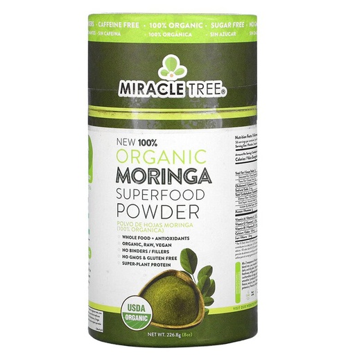 [BRSWIBIICMPBGYD4] Miracle Tree 100% Organic Moringa Superfood Powder, 8 oz (226.8 g)