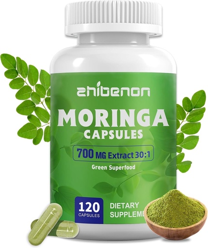 [BRSREGT7OQIWAYL2] Moringa Oleifera Extract 700mg per Serving | 120 Capsules (60 Servings) | 30:1 Concentrated Extract | Antioxidant Support for Energy & Immune Health | Non-GMO