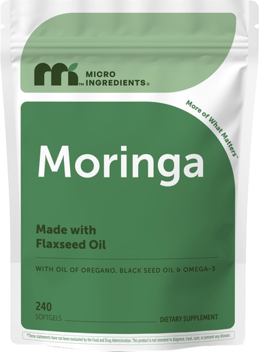 [BRSRGY36CF5QI3QU] Micro Ingredients Moringa Leaf Extract 500mg per Serving, 240 Softgels | 4-in-1 with Omega-3, Oil of Oregano & Black Seed Oil | 4 Month Supply | Non-GMO