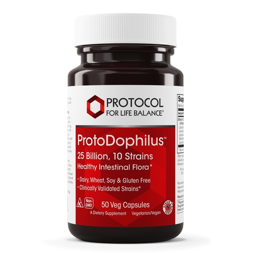 [BRSWKHDZB4NBMCDV] PROTOCOL FOR LIFE BALANCE Proto Dophilus 25 Billion 10 Strains - Support Digestive Gut Health Immune System & Detox - Dairy, Wheat, Soy & Gluten Free - Vegan & Nut Free - 50 Veg Capsules