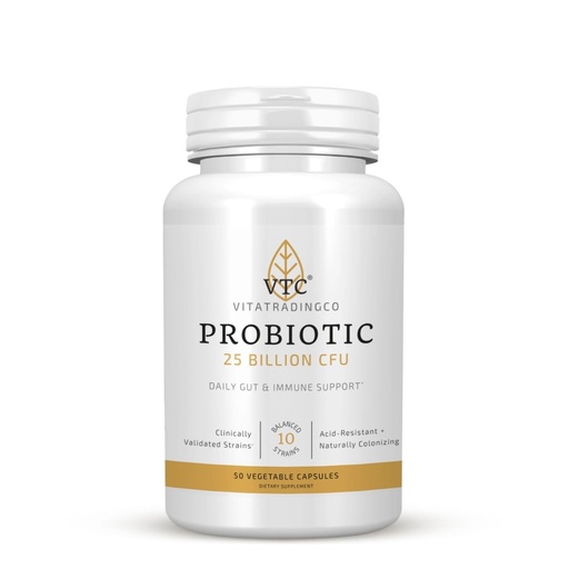 [BRSRACQ7DECQGYI7] VTC VitaTradingCo. Probiotic 25 Billion CFU | 10 Clinically Validated Strains | Naturally Colonizing | Daily Gut, Digestive, & Immune Support | 50 Veggie Capsules