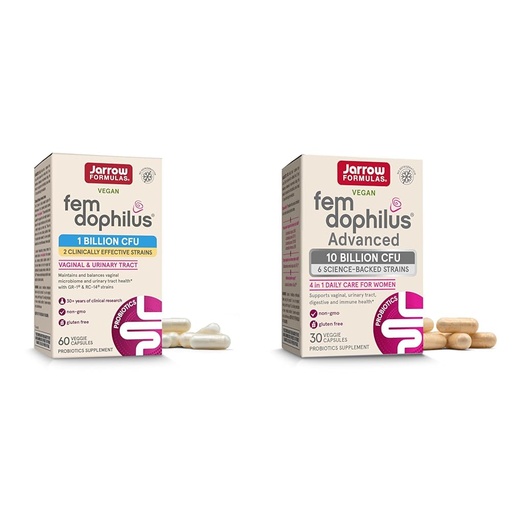 [BRSROAIKCR4AYFDG] Jarrow Formulas Fem-Dophilus Probiotics 1 Billion CFU with 2 Clinically Effective Strains & Fem-Dophilus Advanced Probiotics 10 Billion CFU