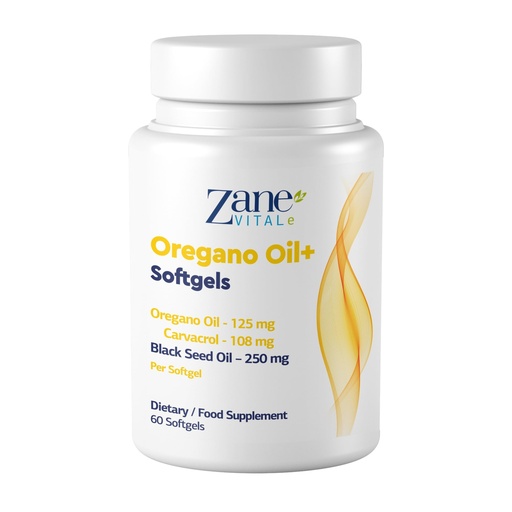 [BRSREBT4OIDQO3LP] Zane Oregano Oil+ Oil of Oregano & Black Seed Oil Softgels – with Carvacrol & Thymoquinone – Dietary Supplement for Immune & Digestive Wellness - Non-GMO, Gluten-Free – 60 Softgels by Zane Vital.
