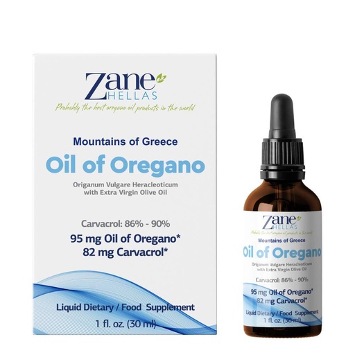 [BRSWGGQPOQFB4D36] Zane Hellas 50% Oregano Oil. Greek Essential Oil of Oregano .86% Min Carvacrol. 82mg Carvacrol Per Serving. Probably The Best Oregano Oil in The World. 1 fl. oz.- 30ml