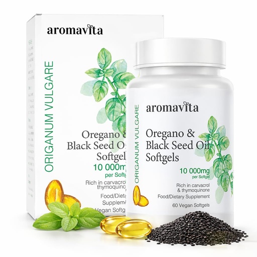 [BRSRGYIYOECRQD3V] Oregano & Black Seed Oil Softgels –Natural Carvacrol & Poten Pure Black Seed Oil – 7mg Thymoquinone– Organic, Vegan, Non-GMO – Immune & Wellness Support – 60 Capsules