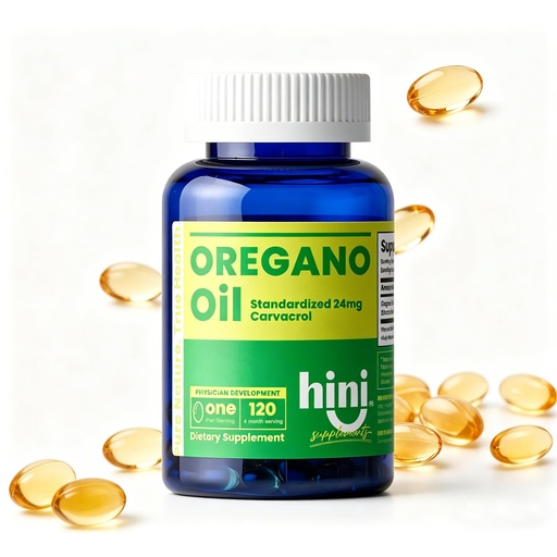 [BRSRGZYRPIBQ4G32] HINI Oregano Oil (Standardized 24mg Carvacrol), Oil of Oregano Softgel with High Carvacrol, Wild Oregano Oil, Organic Oregano Softgel 1 Serving per Day / 120 Serving
