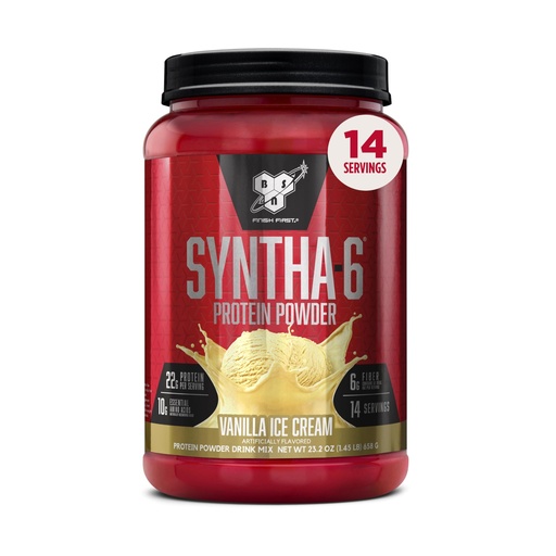 [BRSREFT5OV5BMETB] BSN SYNTHA-6 Premium Protein Powder with 6g of Fiber, Whey Isolate, Micellar Casein, Milk Protein Isolate, 5g of Fat, Vanilla Ice Cream, 14 Servings, 1.45 Pound (Packaging May Vary)