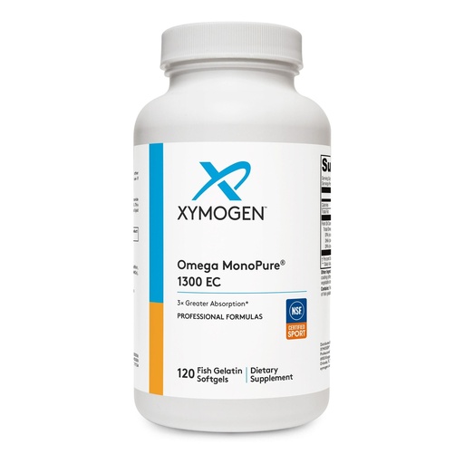 [BRSWKYQECUMWICT6] XYMOGEN Omega MonoPure 1300 EC - Heart & Brain Support - DHA & EPA Omega-3 Fish Oil - Monoglyceride High Absorption Softgels - Enteric Coated - 120 Softgels