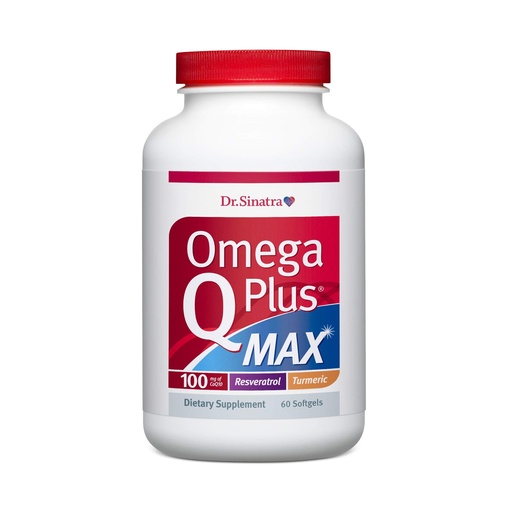 [BRSWGHQLPMARGCY2] Dr. Sinatra Omega Q Plus MAX - Omega 3 (DHA/EPA), CoQ10, Resveratrol, Turmeric - Advanced Heart Health and Healthy Aging Support - 60 Softgels (30-Day Supply)