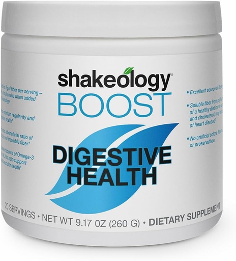 [BRSRAGQNA4NRAETA] BODi Digestive Health Boost Fiber Supplement - Supports Gut Health & Regularity - Chicory Root, Pea Fiber, Psyllium Husk - Heart Health Benefits with Chia & Flaxseed, 7g Fiber per Serving, 20 Servings