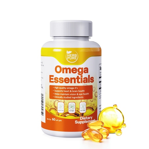 [BRSREHD2PJ7WMHQ4] Omega-3 Fish Oil – 2000mg Softgels with 600mg EPA & 400mg DHA Fatty Acids, High Absorption & Pure Formula, Supports Heart, Brain & Vision, Made in USA, GMP Certified(60 softgels)