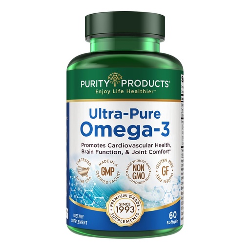 [BRSWIYQGCV5A4ALU] Purity Products - Ultra Pure Omega 3 ,60 softgels